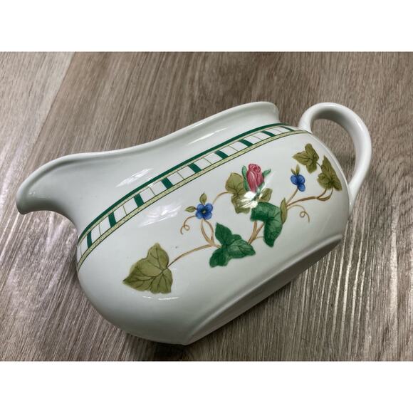 Lenox Summer Terrace Gravy Boat Green Floral Ivy Trim Vintage - Picture 1 of 9